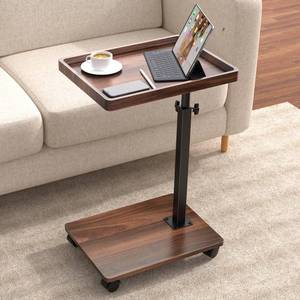 lot 11832 image: C-Shaped Adjustable Height Side Table with Wheels