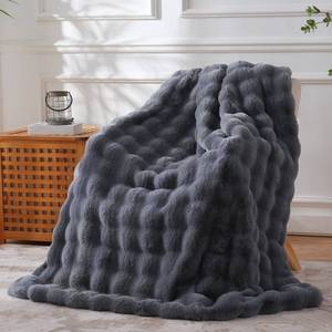 lot 11838 image: BENVWE Faux Fur Throw Blanket 50 x 60 Grey