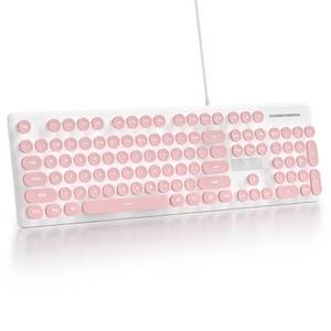 lot 11839 image: iRoboosta Wired Membrane Keyboard Pink 104 Keys LED