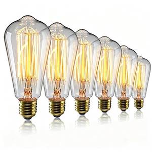 lot 11842 image: Meralun 6 Pack 60W Edison ST64 Vintage Dimmable Bulbs