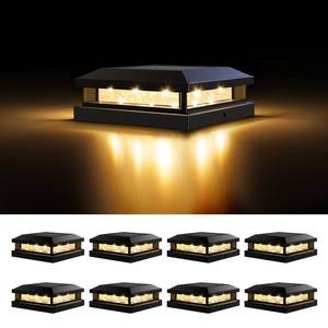 lot 11851 image: Brightever Solar Post Cap Lights 4x4 5x5 8-Pack  Retail $109.99