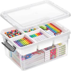 lot 11853 image: Citylife 17-Quart Clear Storage Box with Removable Tray