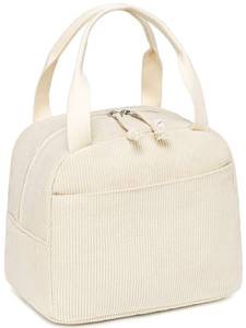 lot 12172 image: LEDAOU Insulated Lunch Bag, Corduroy, Beige