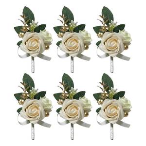 lot 12206 image: BECIEM White Boutonniere Pins Set of 6