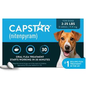 lot 12210 image: Capstar Oral Flea Tablets Dogs 2-25 lbs 6-Dose