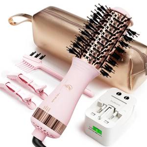 lot 12220 image: Dual Voltage Travel Size Hot Air Brush Dryer & Styler