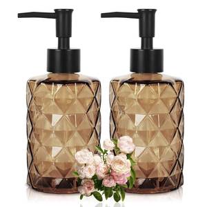 lot 17279 image: Ulable Dark Brown Glass Soap Dispenser with Pump, 12oz