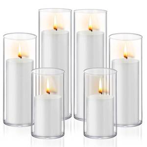 lot 17293 image: Homjoy 12-Piece Pillar Candles with Glass Cylinder Holders