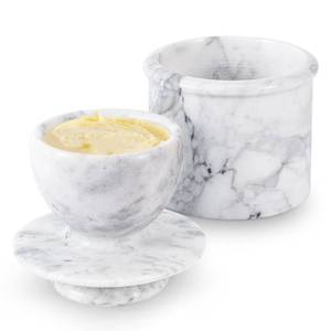 lot 17304 image: Flexzion Marble Butter Crock with Lid, Grey