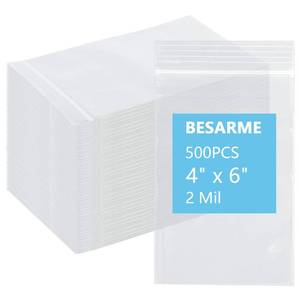 lot 18091 image: Besarme 500 Pc 4 x 6 Clear Plastic Resealable Bags 2 Mil