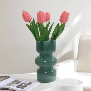 lot 18105 image: GarDream Teal Green Glass Vase 7 Inch