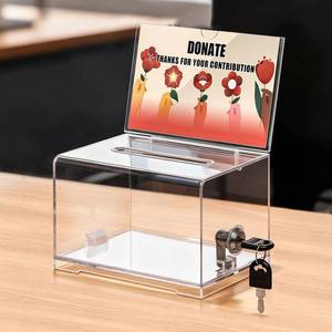 lot 18109 image: KYODOLED Clear Acrylic Donation Box with Lock