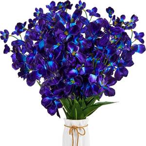 lot 18135 image: Waydress Artificial Orchids Silk Flowers 27 Inches Blue-Purple 8 Pack