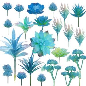 lot 18137 image: Cayway 21 Pc Artificial Succulent Plants Blue Faux