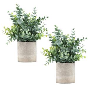 lot 18143 image: Coferset 2 Pack Small Fake Plants Eucalyptus Potted Sage Green