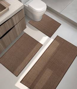 lot 18466 image: YIHOUSE Bathroom Rug Set 3-Piece Braided Coffee