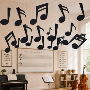 lot 18477 image: Curtain 48 Pc Music Notes Cutouts Black