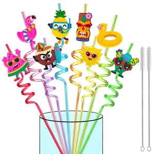 lot 18483 image: LEDUO Reusable Hawaiian Drinking Straws 24-Pack
