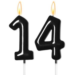 lot 18486 image: GloryMo Black Number 14 Birthday Cake Candles