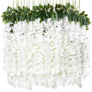 lot 19231 image: 12-Piece Artificial Wisteria Silk Hanging Flowers White