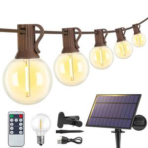 lot 20423 image: Larkvue 25ft Solar String Lights with G40 Bulbs