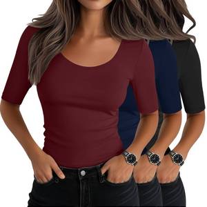 lot 20427 image: Neer Womens Half Sleeve Fitted Scoop Neck T-Shirts, Pack of 3
