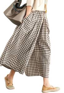 lot 20446 image: Chouyatou Womens Cotton Linen Plaid Pants XX-Large