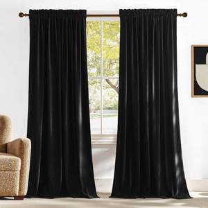 lot 20456 image: Nicetown Black Velvet Blackout Curtains 96 Inch 2 Panels