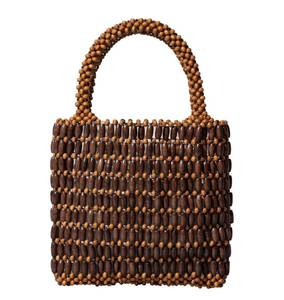 lot 20494 image: CerfoParlen Wooden Bead Small Tote Bag Coffee