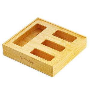 lot 1524 image: SpaceAid Bamboo Food Storage Bag Organizer 4-Slot