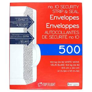lot 1531 image: Top Flight #10 Envelopes Strip & Seal Security Tinted 500ct