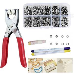 lot 2158 image: Snap Button Pliers Kit with 100 Metal Buttons