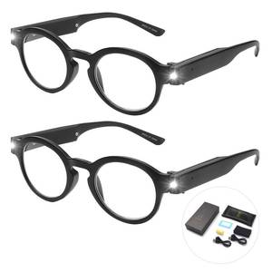 lot 2170 image: OKH LED Reading Glasses 2.0X Magnification 2-Pack