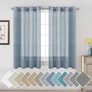 lot 2177 image: H.Versailtex Denim Linen Sheer Curtains 54 2 Panels