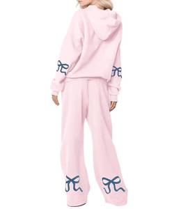 lot 2179 image: Womens Bow Graphic Hoodie and Sweatpants Set, LARGE