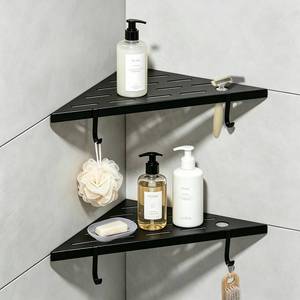 lot 2201 image: SZWQILIN Corner Shower Shelves 10 Matte Black 2-Pack