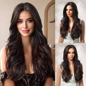 lot 2331 image: Haoland Brown Highlight Wavy Wig 26 Inch