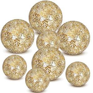 lot 7494 image: Qinyoung Gold 8 Pcs Decorative Ball for Bowls, 3 4 Glass Balls