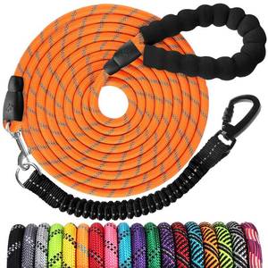 lot 7497 image: jenico Long Dog Leash 100FT Heavy Duty Nylon Rope Leashes for Dogs Training with Reflective Threads Bungee and Padded Handle - Dog Lead for Large Small Medium Dogs Outside Walking Hiking