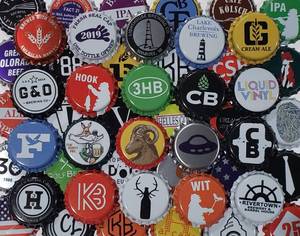 lot 8378 image: 100 Assorted Craft Beer Bottle Caps
