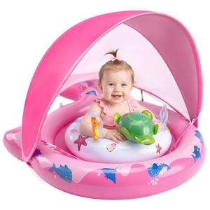 lot 8385 image: Vauloom Inflatable Swim Float with Sun Canopy, UPF50