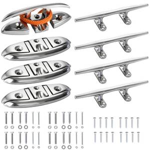 lot 8414 image: ATOLS Boat Cleats 316 Stainless Steel 6 & 8 Kit  Retail $169.99