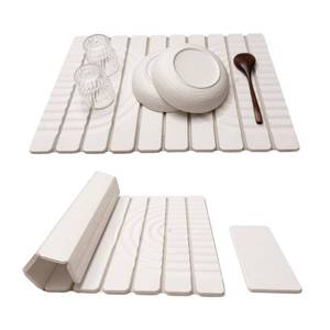 lot 9503 image: Stone Drying Mat for Kitchen Counter, 23.62X15.35 Absorbent Diatomaceous Collapsible Quick Drying Dish Mats��Roll This Non-Slip Highly Absorbent Drying Mat Into a Compact Size for Seamless Storage