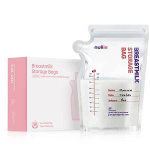 lot 9516 image: Nuliie 120 Pcs Breastmilk Storage Bags Freezer, 8 OZ Breast Milk Storing Bags, BPA-Free, Milk Storage Bags with Pour Spout for Breastfeeding, Self-Standing Bag, Space Saving Flat Profile