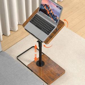 lot 9529 image: TV Tray Table for Couch, Height Adjustable360° Swivel180° Flip-Over Panel Design C-Shaped End Table, Sofa Arm End Side Table with Phone & Tablet Slot for Eating, Laptop,Couch Bed (Vintage Brown)