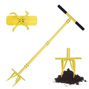 lot 9530 image: BARAYSTUS Hand Tiller Cultivator, Steel Garden Claw with Wide Foot Plate