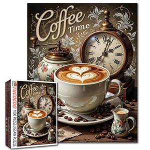 lot 9553 image:  As is Coffee Jigsaw Puzzles for Adults 1000 Piece Vintage Coffee Cup Artwork with Latte Art Puzzle Challenging DIY Crafts Puzzles for Family Game Nights Home Wall Decoration Gifts 20 x 27 Inches