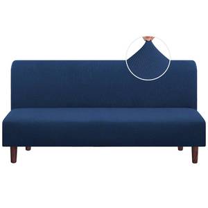 lot 9557 image: PrinceDeco Stretch Armless Futon Cover Futon Slipcover Full Queen Size Futon Couch Cover Futon Sofa Cover Futon Bed Cover Furniture Protector with Elastic Bottom, Checked Pattern Jacquard, Navy