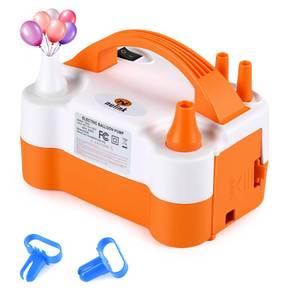 lot 9562 image: NuLink Balloon Pump Electric Portable Dual Nozzle Air Pump for Balloons Blower Pump Inflator for Decoration, Birthday Party 110V120V, 600W, Orange White