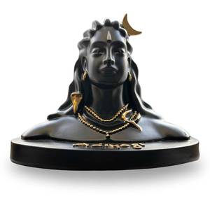 lot 9565 image: Vedic Charya Adiyogi Statue Car Dashboard Handmade Black Resin 4.5 Inch